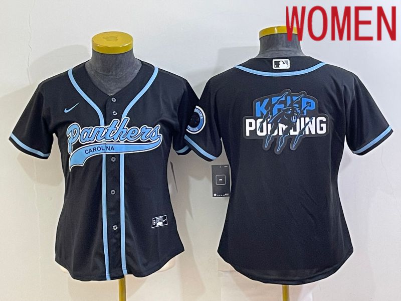 Women Carolina Panthers Blank Black 2022 Nike Co branded NFL Jerseys->women nfl jersey->Women Jersey
